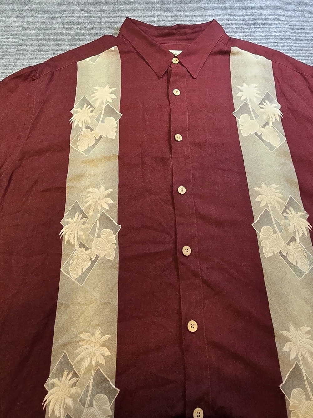 Island Shores Men’s 3XLT Burgundy Hawaiian Aloha Shirt Palm Tree Rayon Big Tall